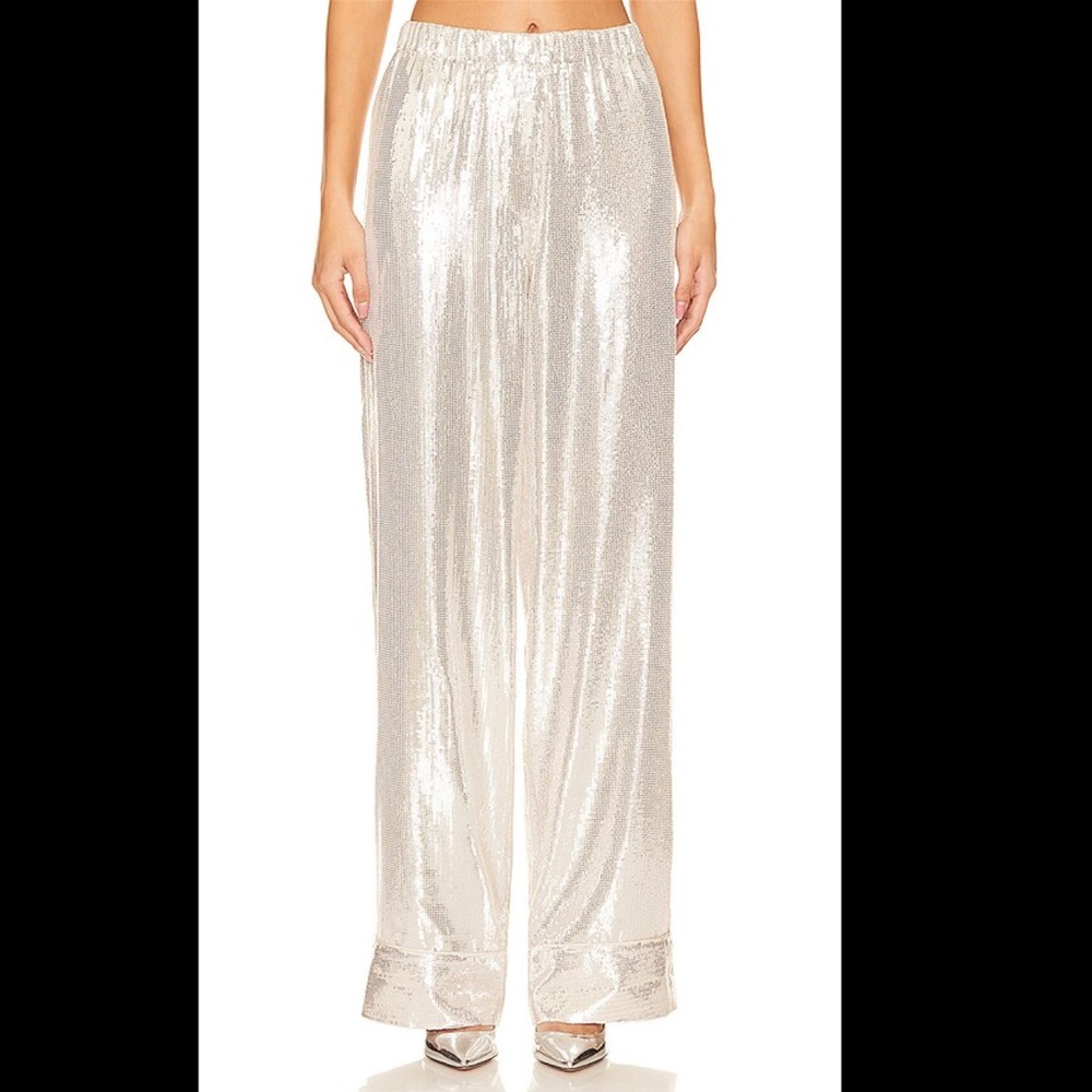 Ronny Kobo Dora Sequin Pull On Pant Size S Women Party High Rise In Champagne